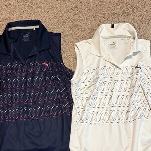 Puma womens Navy and White Polos with Pink Accents